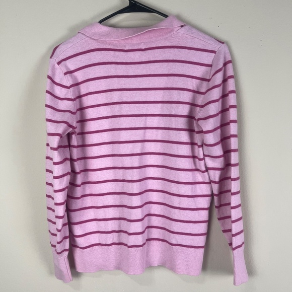 NWOT J.crew Women’s Cashmere Blend Polo Sweater Top Sz XXS Striped Pink H4 - Picture 4 of 9